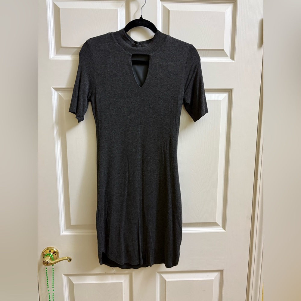 Black Keyhole Short Sleeve Dress